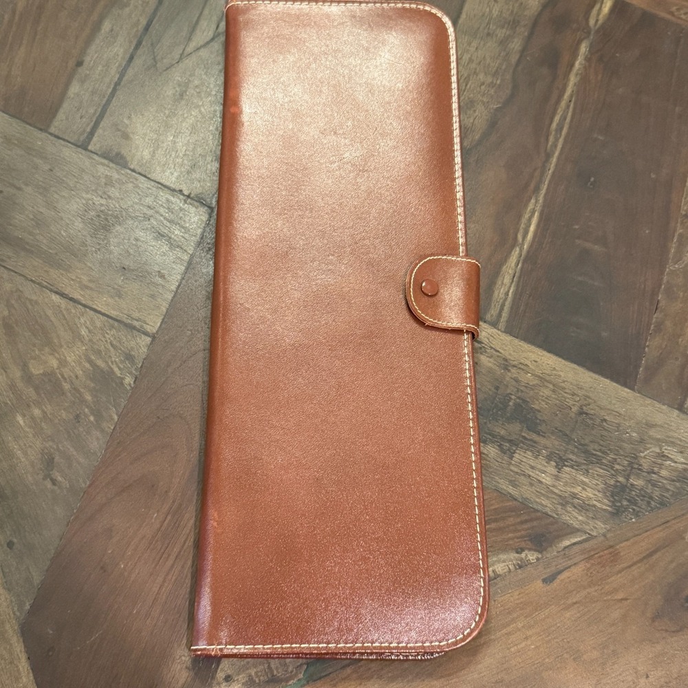 Genuine Leather Tie Travel Storage Case Zip‎ Hanging VTG Retro Organizer Necktie